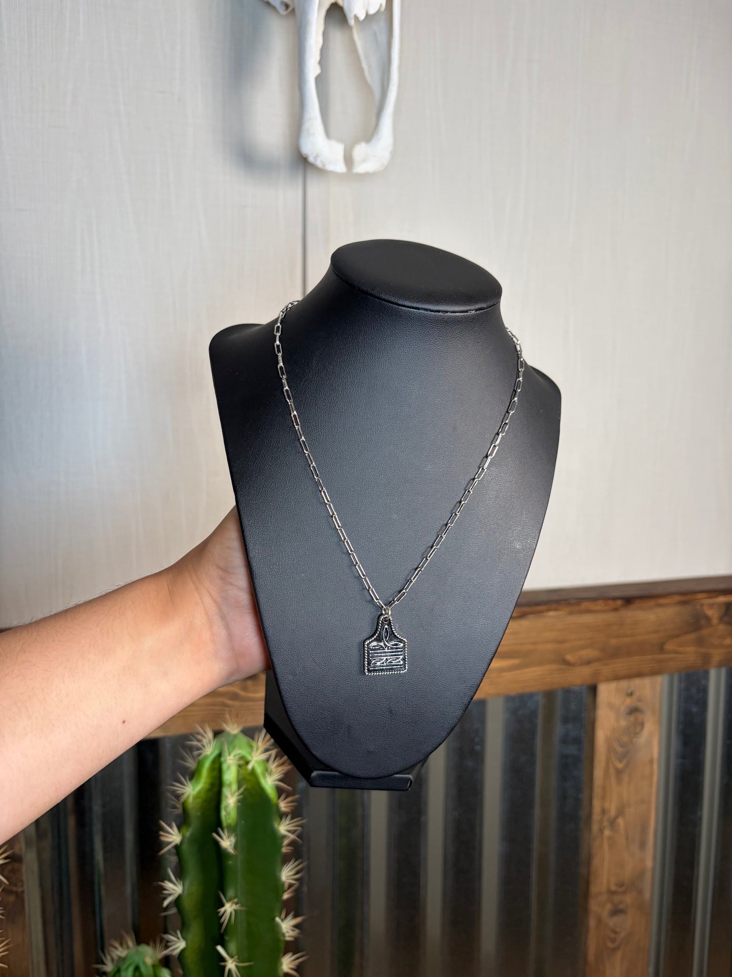 Boot Stitch Tag Necklace
