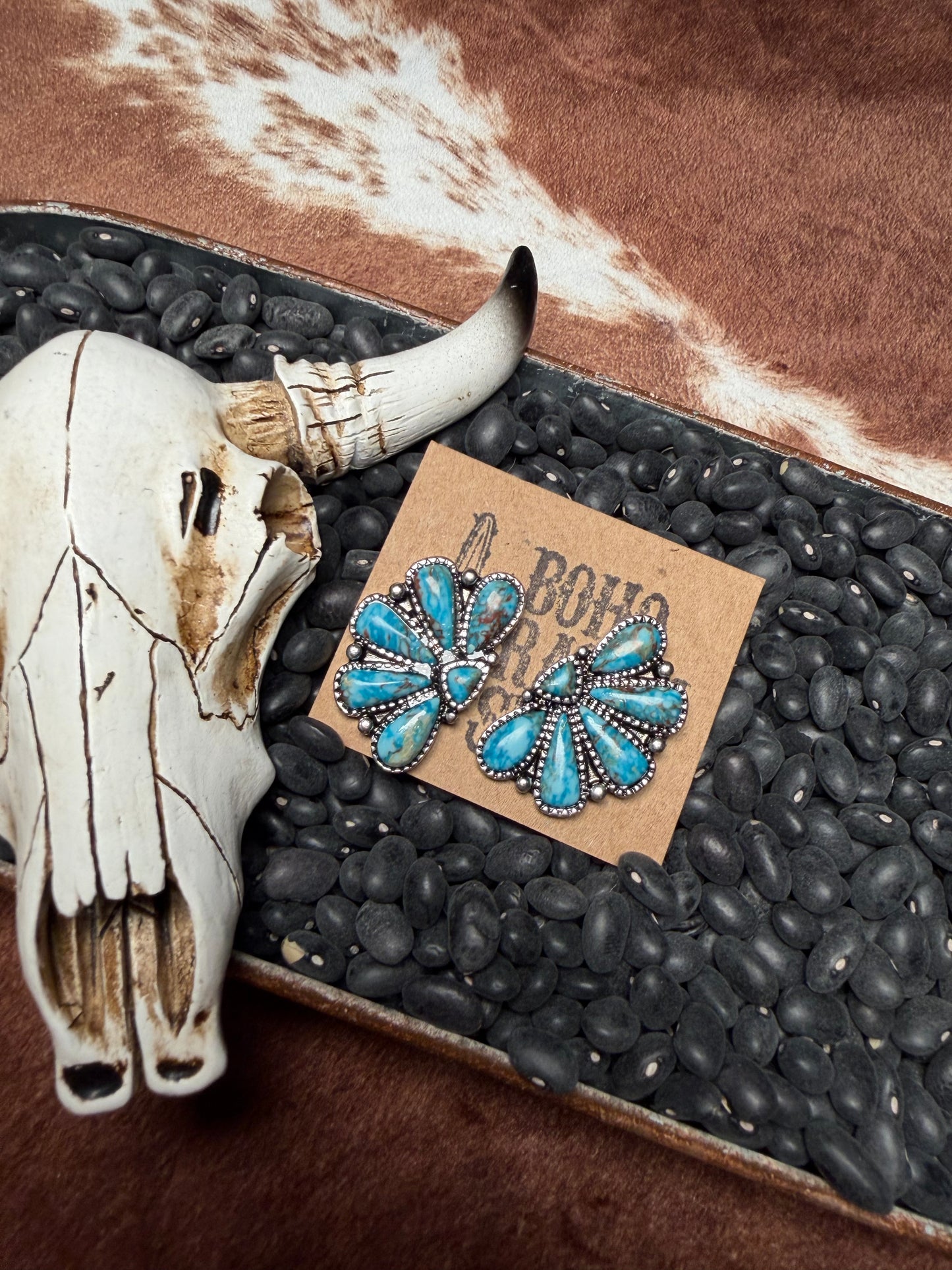 Western Squash Blossom- Stone stud Earrings