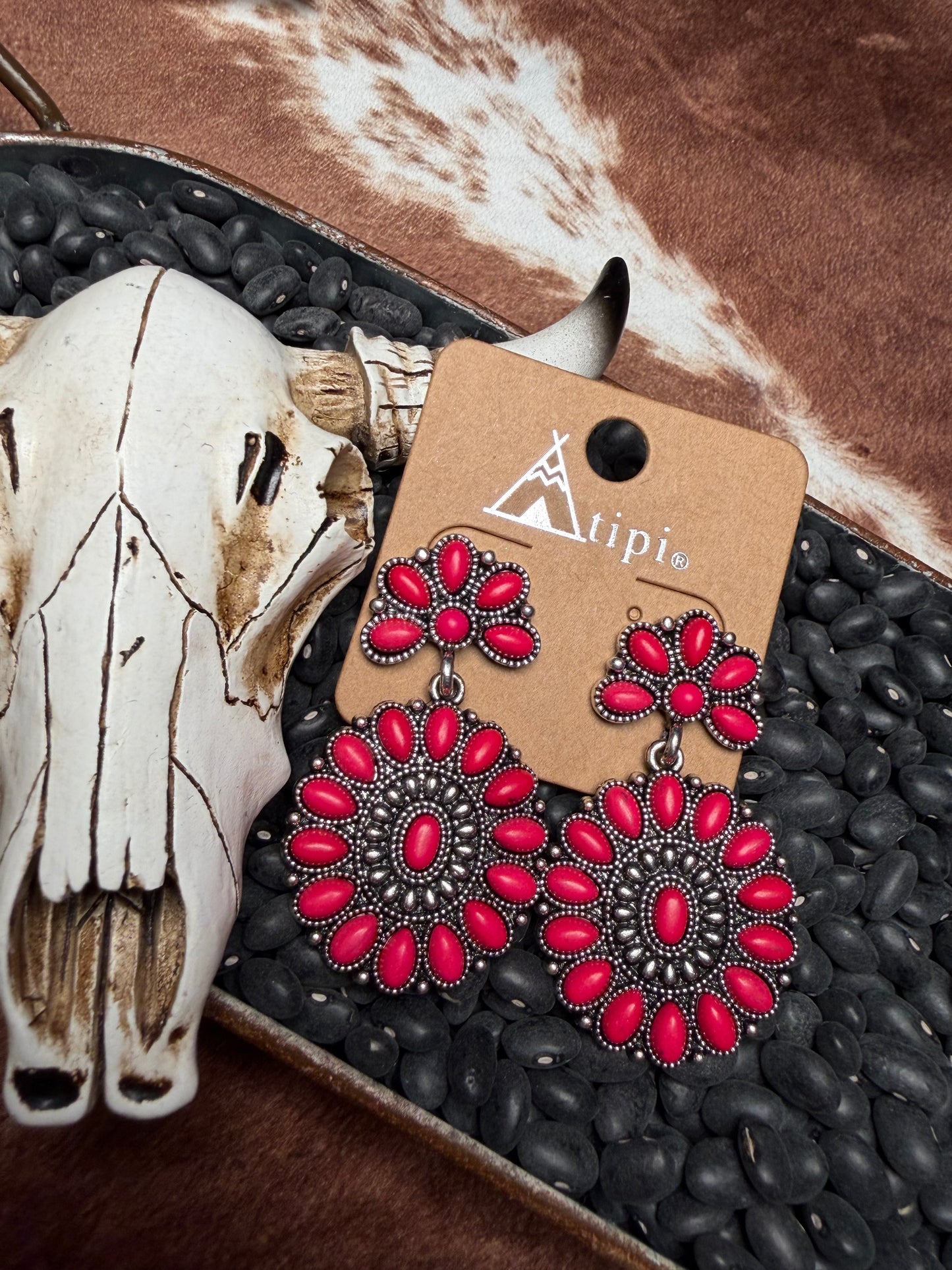 Fushsia concho Dangle Earrings