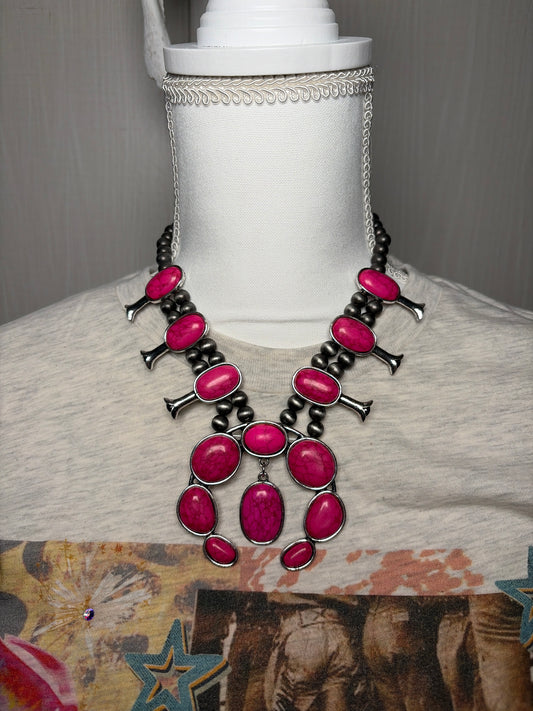 Pink Squash Blossom Necklace