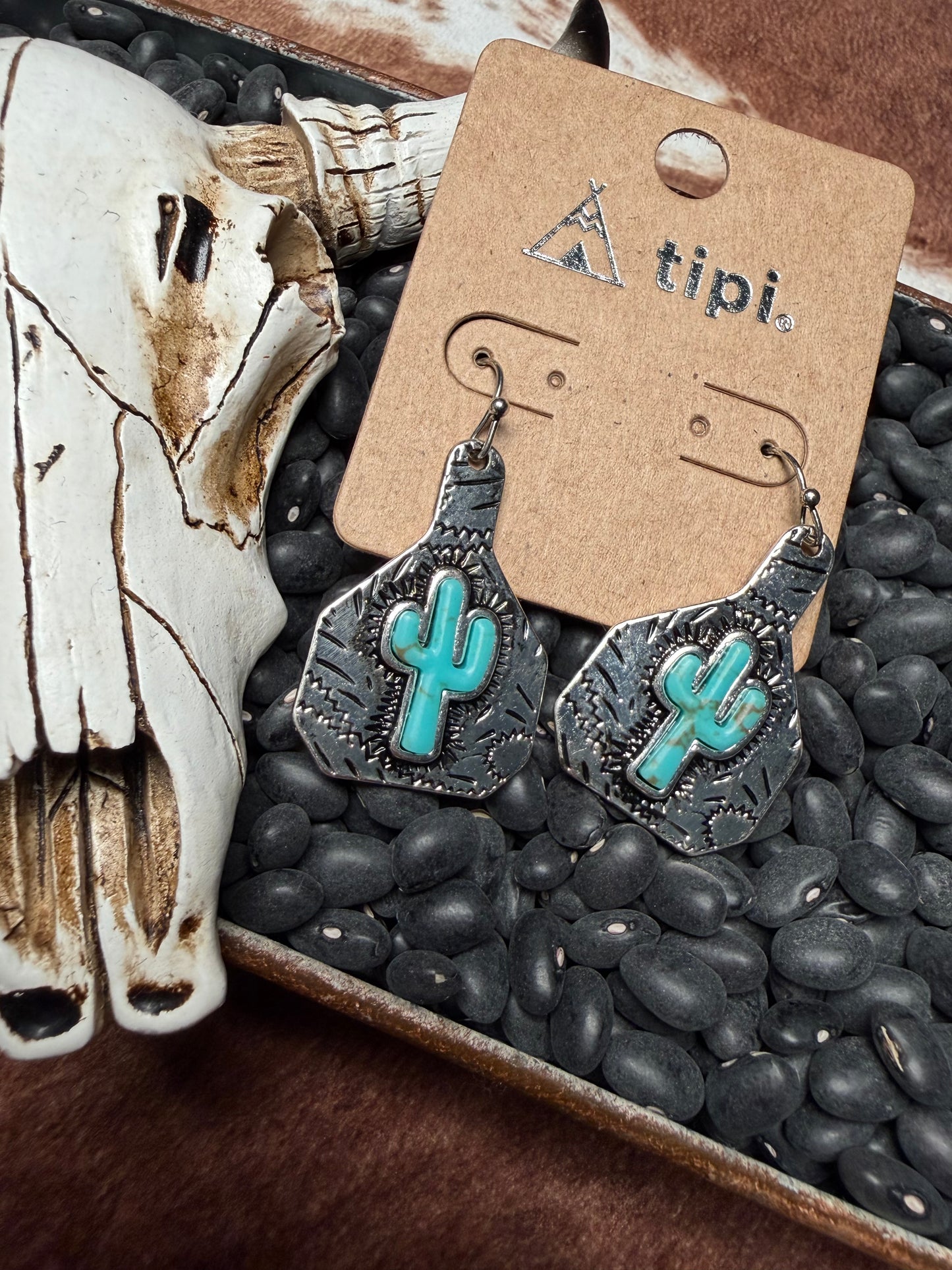 Cactus Cattle Tag Earrings