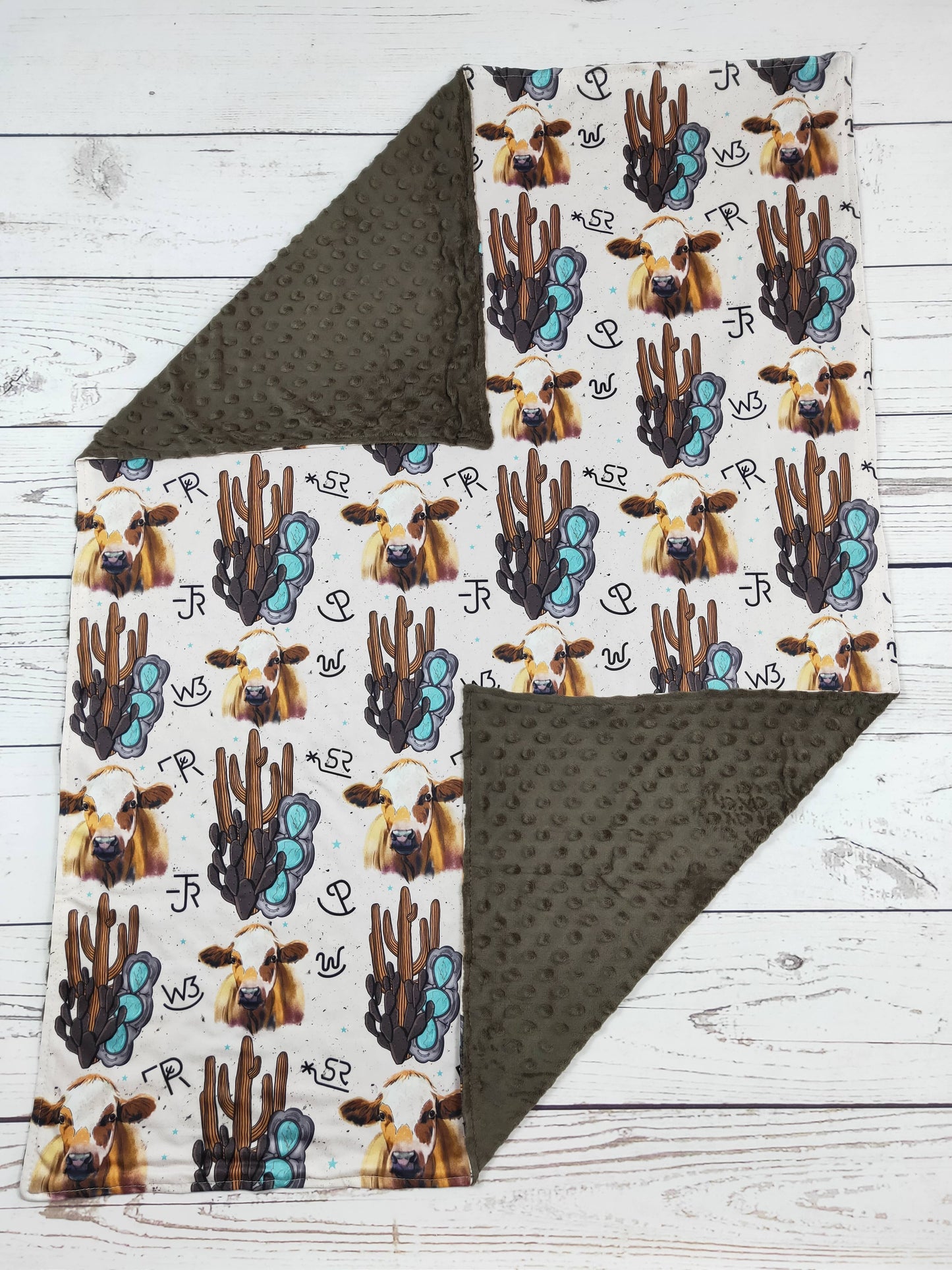 Cactus Cattle Baby Blanket