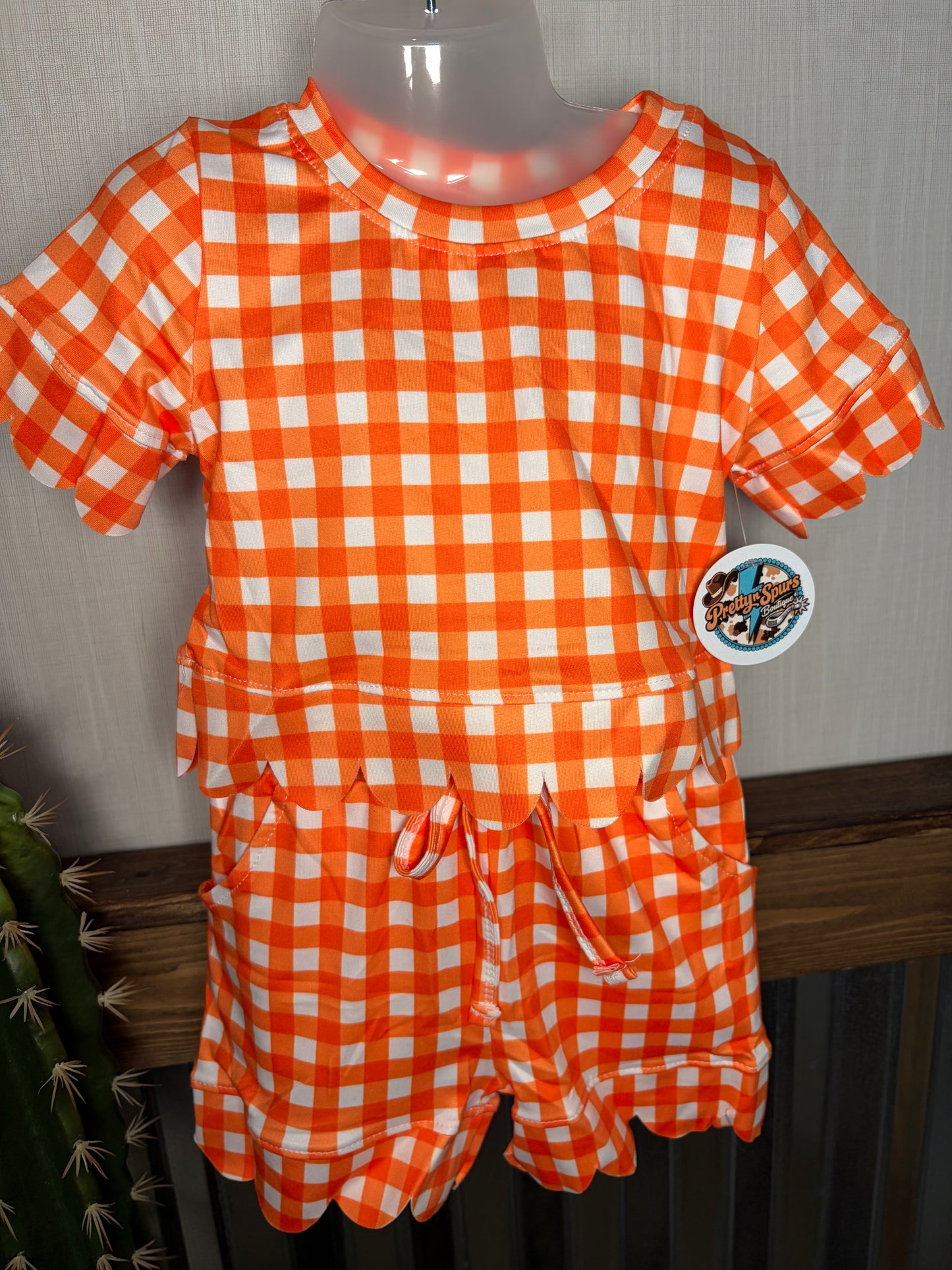 Orange Gingham Set