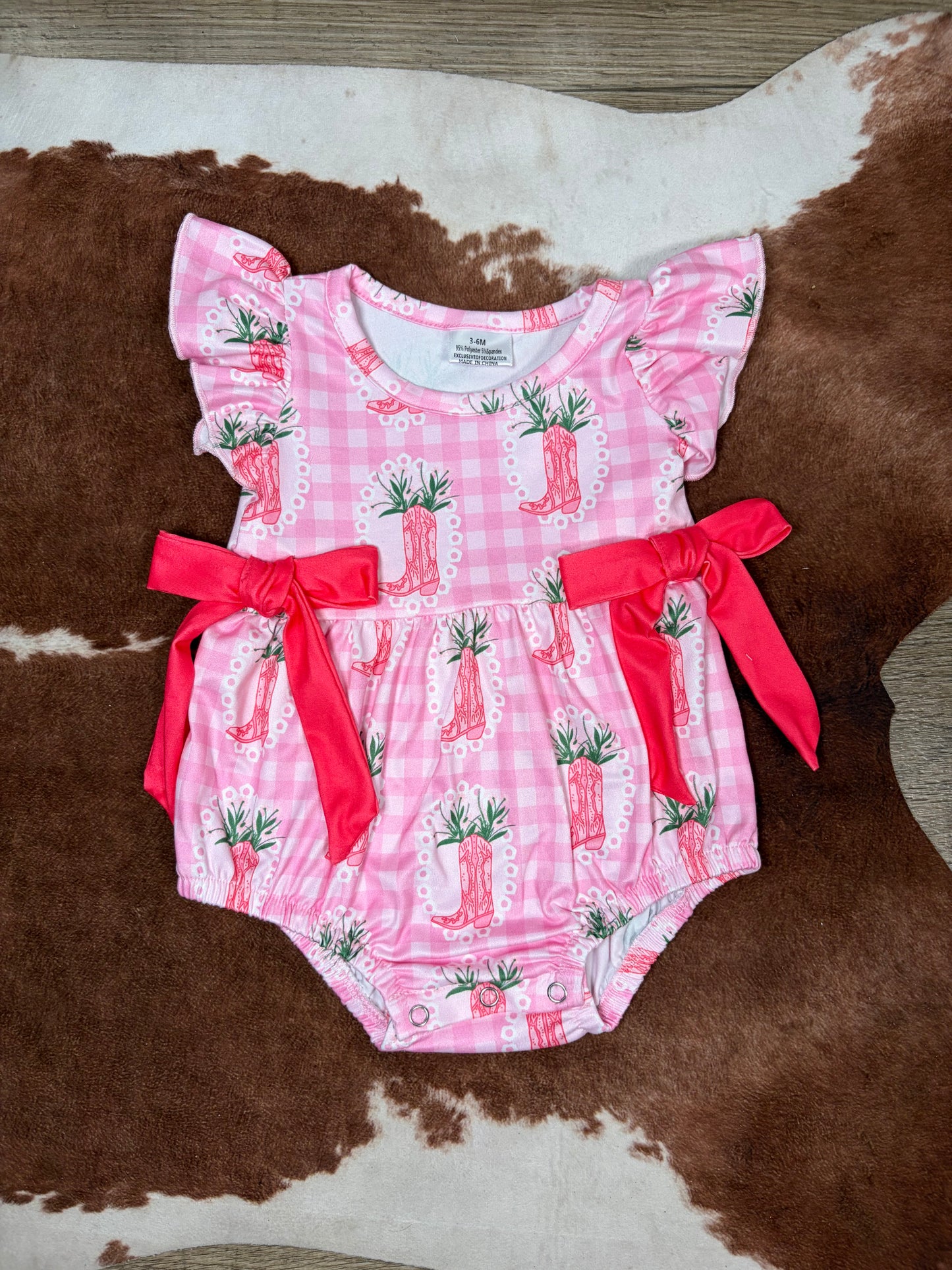 Boots & Bows Baby Romper