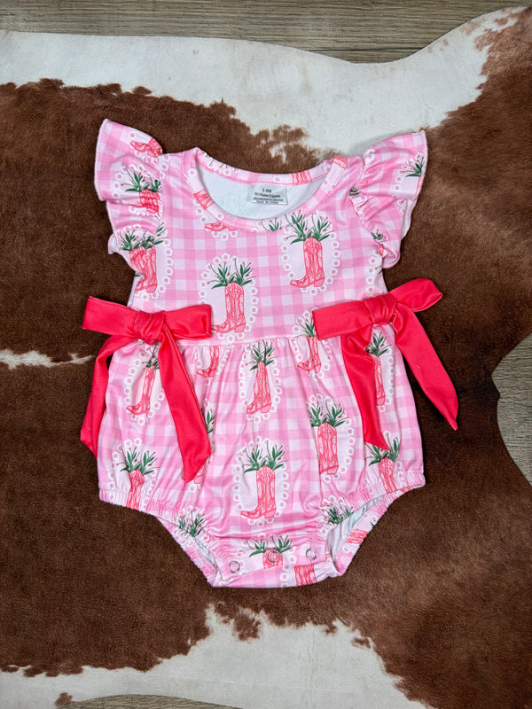 Boots & Bows Baby Romper